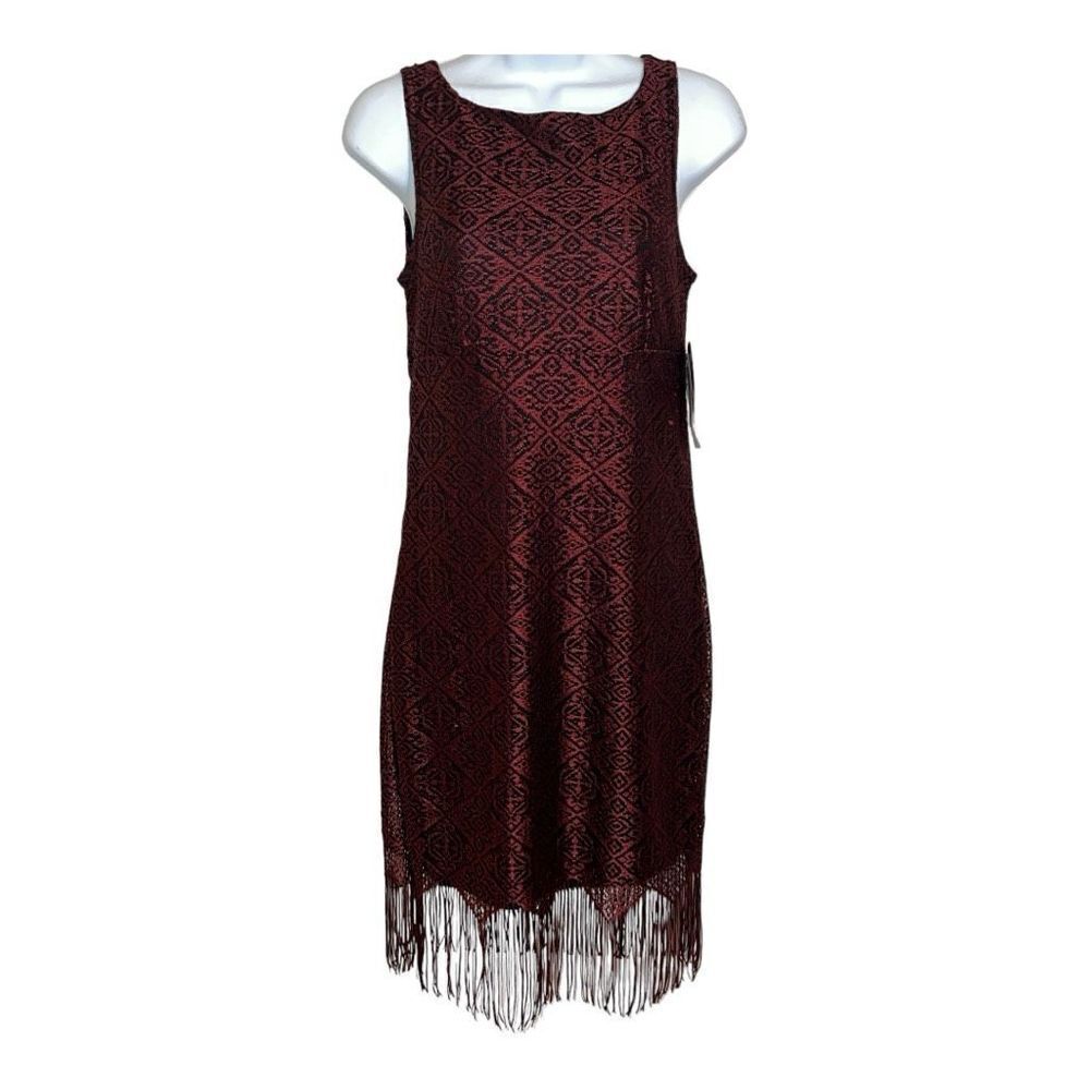 Heart Soul Beautiful vintage, made in the USA, deep red lace fringe mini dress